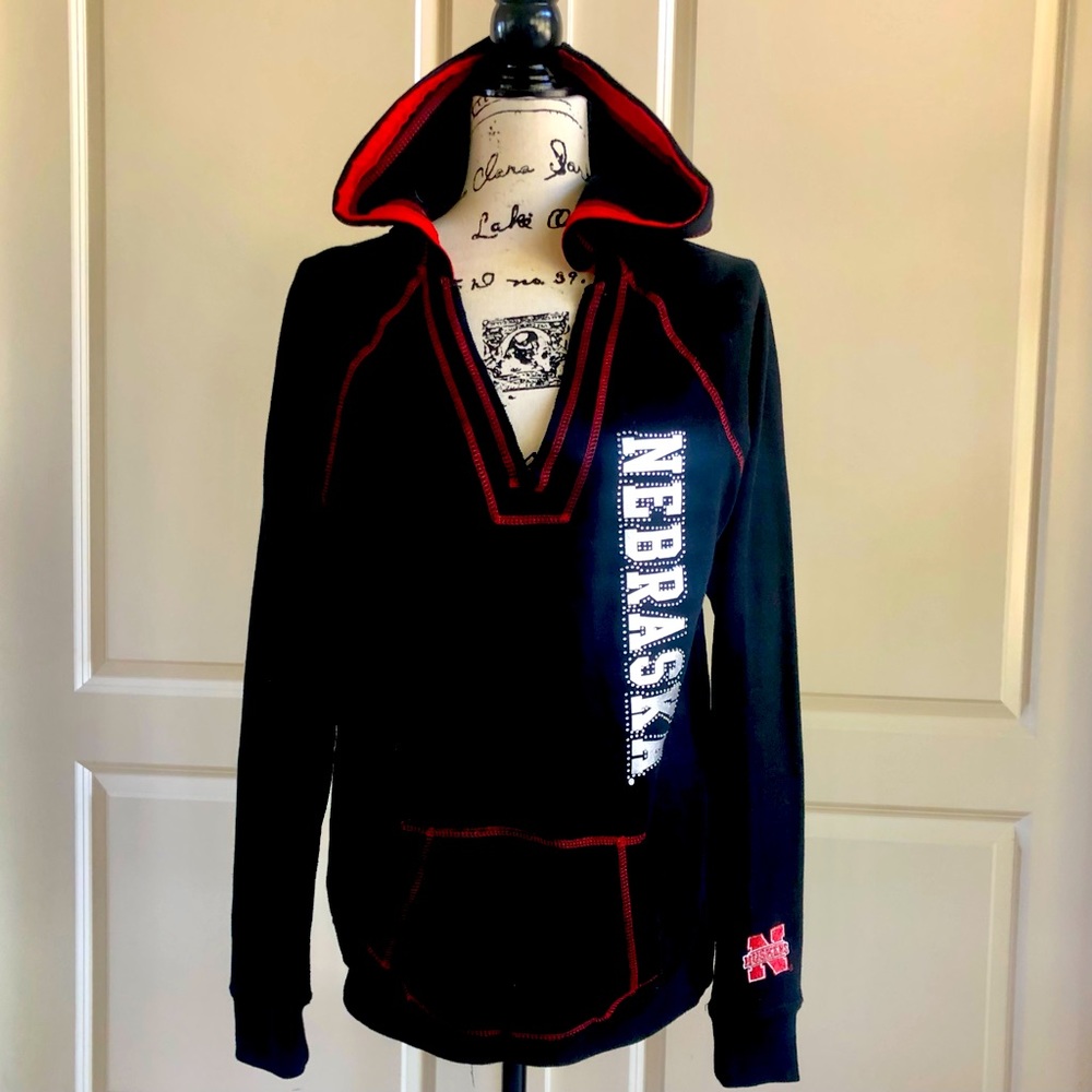 Nebraska Huskers Black Hooded Sweatshirt Medium